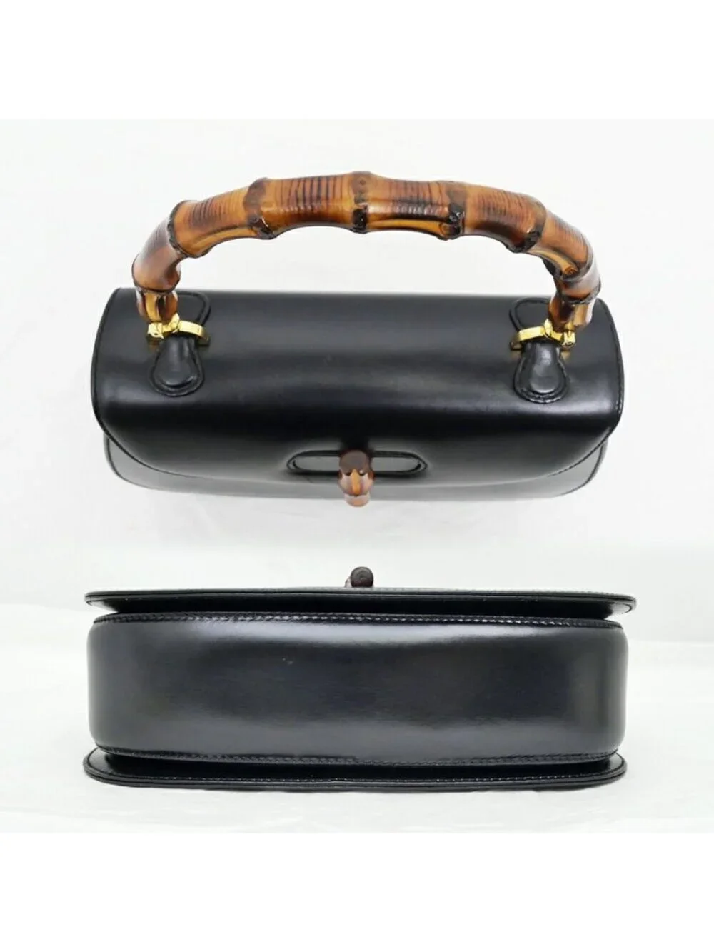 Gucci Bamboo 2-Way Bag Hand Shoulder Calfskin Black